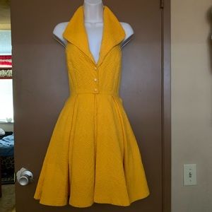 Rockabilly Vlv Yellow Halter Dress Small - image 1